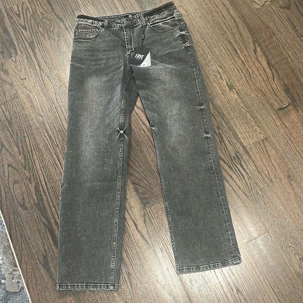 NWT FRYE Studded Distressed Straight-Leg Denim Jeans
